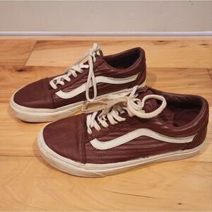 Vans Burgundy and White Women's Sneakers